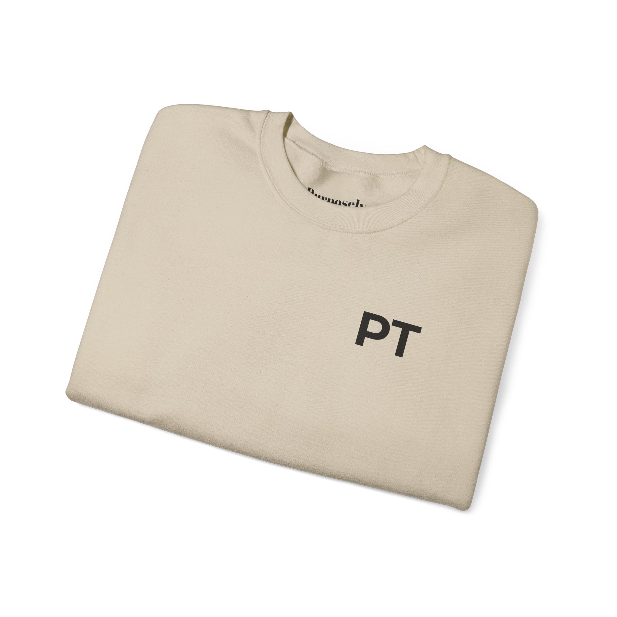 PT Minimalist Crewneck Sweatshirt — "CoveredByGrace" Circular Back Logo
