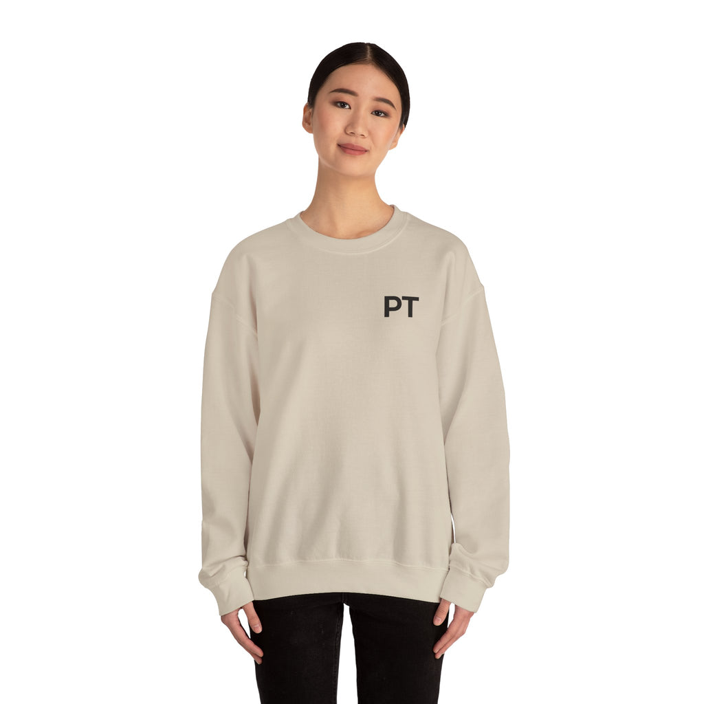 PT Minimalist Crewneck Sweatshirt — "CoveredByGrace" Circular Back Logo