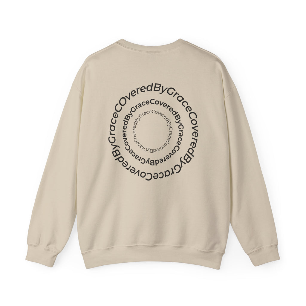 PT Minimalist Crewneck Sweatshirt — "CoveredByGrace" Circular Back Logo