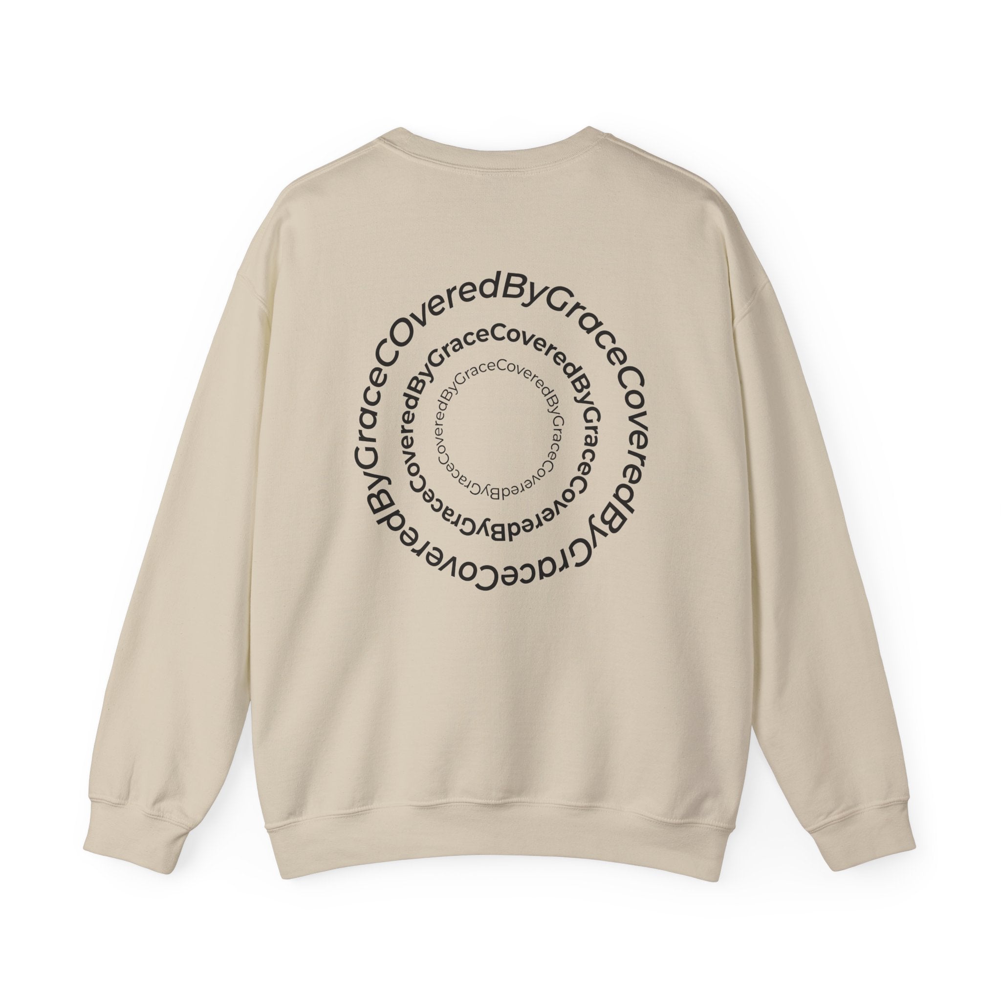 PT Minimalist Crewneck Sweatshirt — "CoveredByGrace" Circular Back Logo