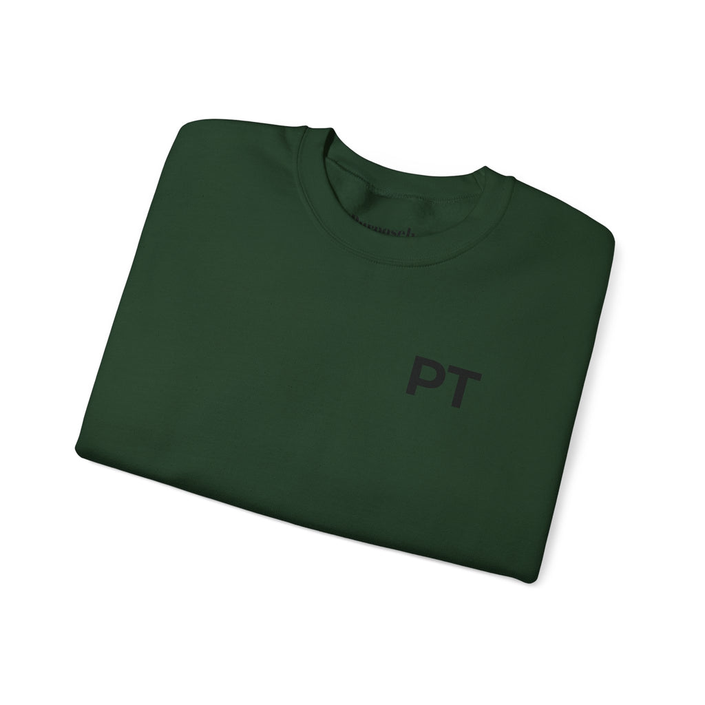 PT Minimalist Crewneck Sweatshirt — "CoveredByGrace" Circular Back Logo