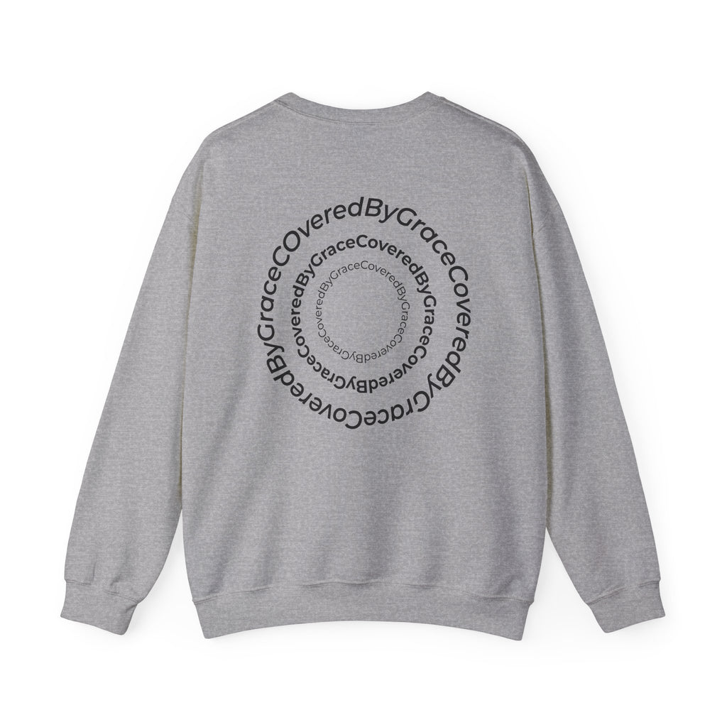 PT Minimalist Crewneck Sweatshirt — "CoveredByGrace" Circular Back Logo