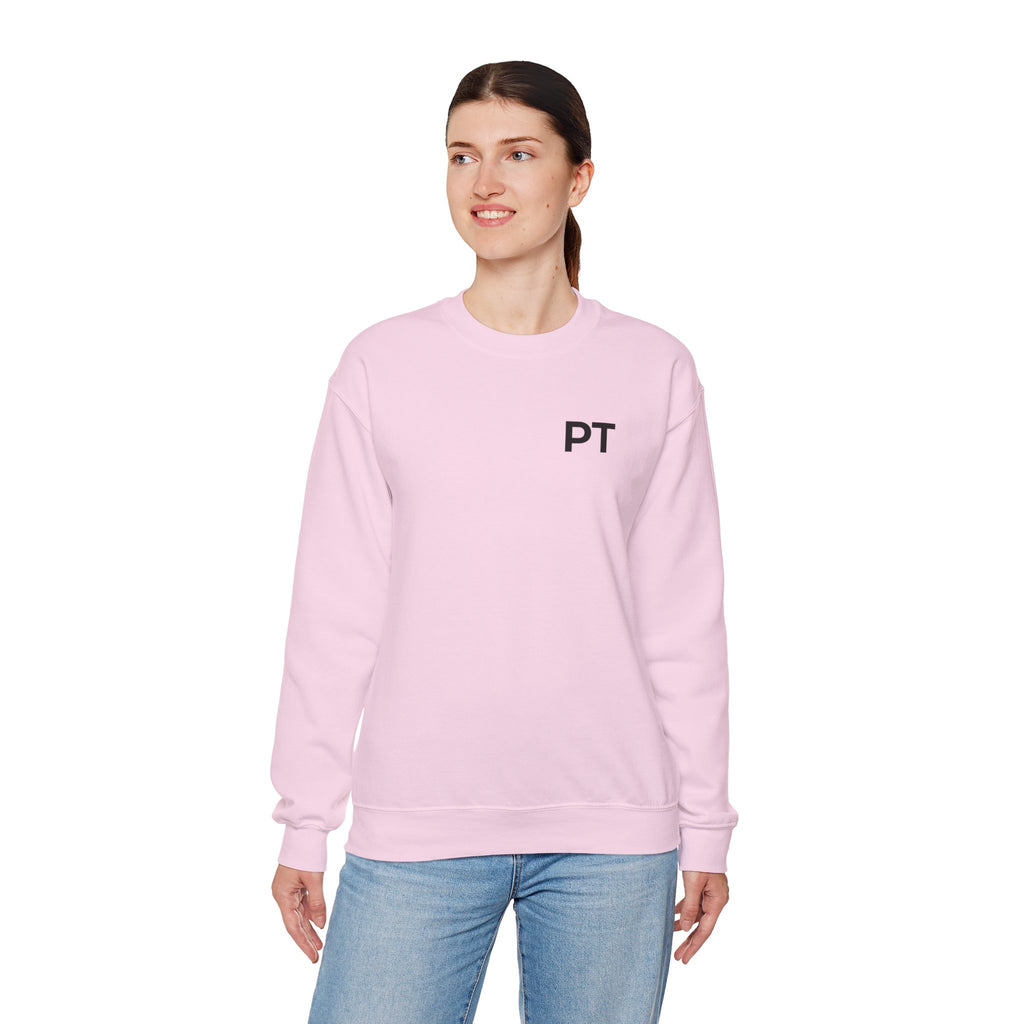 PT Minimalist Crewneck Sweatshirt — "CoveredByGrace" Circular Back Logo
