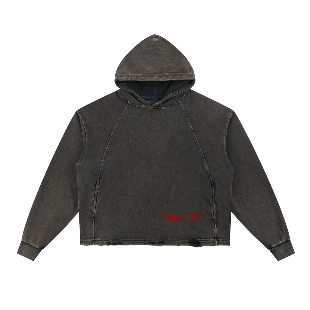 Vintage Washed Frayed-Hem Hoodie